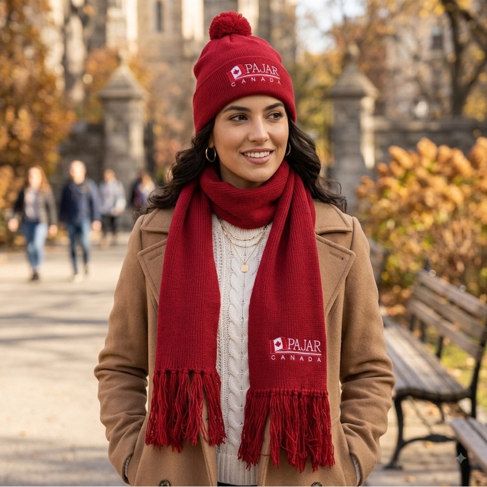 NWOT Pajar Canada Red Knit Hat and Scarf Set